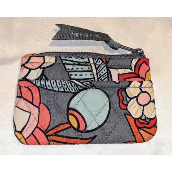 Vera Bradley Handbags - Vera Bradley Tropical Evening Coin Purse Floral On Gray Background GUC